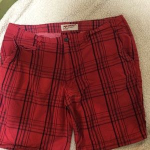 Arizona Jean Company red and black plaid shorts